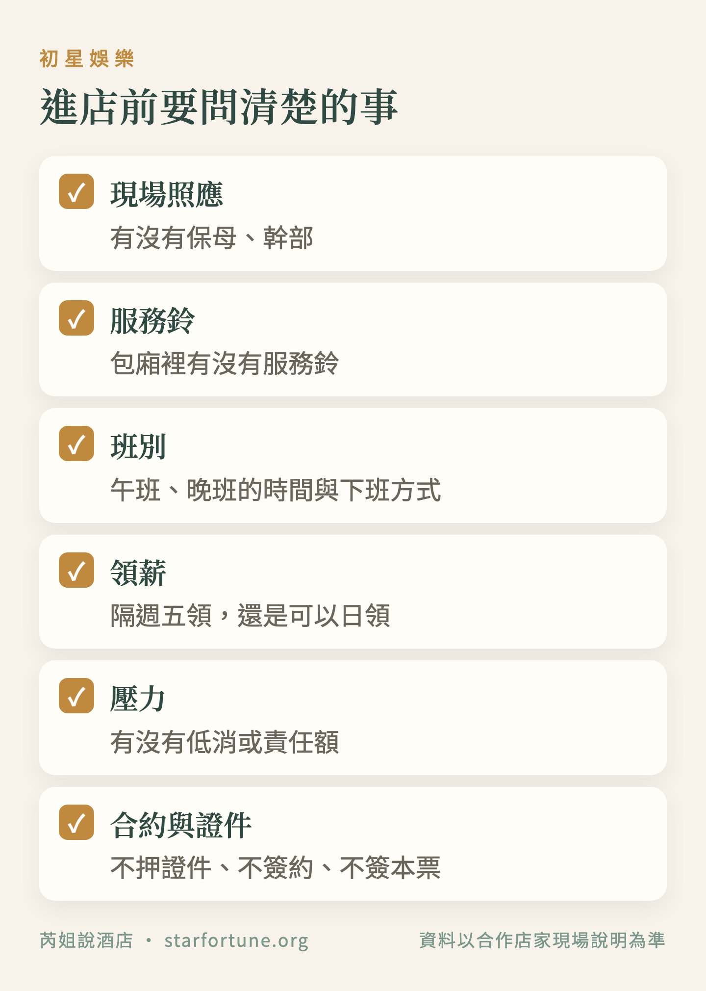 進店前要問清楚的事